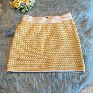 Future Collective Alani Noelle Yellow and White Checkered Knit Mini Skirt XXS